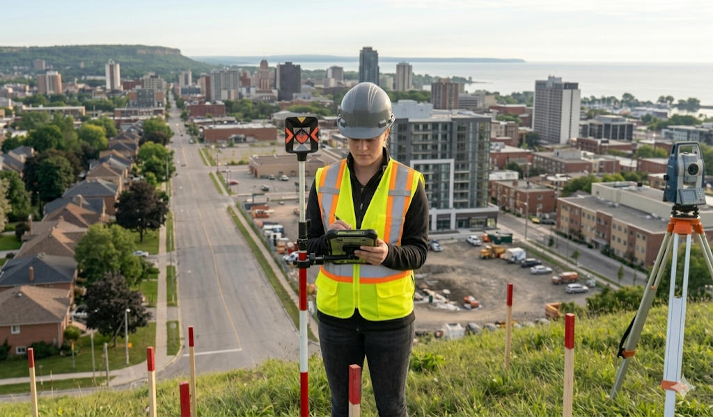 Woman looking at surveying report
